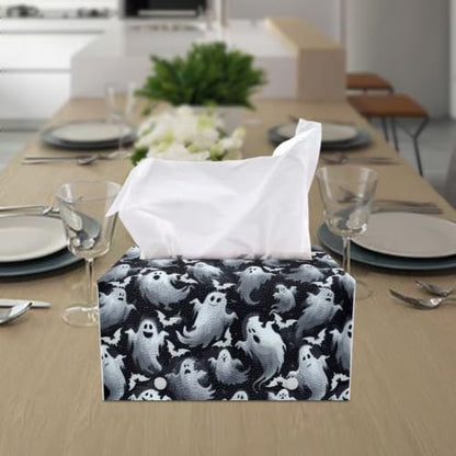 Ghost Bat Pu Leather Tissue Box Cover Modern Rectangular Tissue Box Tissue Box Cover Holder for Bathroom Living Room Bedroom Vanity Countertop Night Stands Office Desk - color: Ghost Bat5