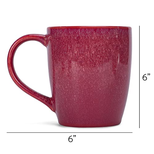 Elanze Designs Reactive Glaze 17 ounce Ceramic Curved Body Mugs Set of 4, Maraschino Red - color: Maraschino Red