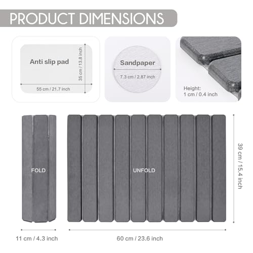 BoxedHome Foldable Stone Bath Mat, Super Absorbent Diatomaceous Earth Mat, 24" x 16" Non-Slip Quick Drying, Compact and Easy to Store Bath Mats for Bathroom, Easy to Clean, Dark Gray - color: Dark Gray