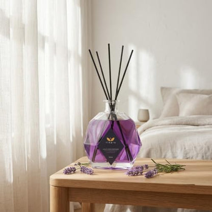 Home Fragrance Luxury Reed Diffuser with Lavender Scent 23.67 fl oz | Crystal Glass Bottle Home Fragrance for Living Room, Bathroom & Office