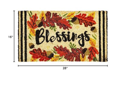Evergreen Flag Seasonal Doormat Autumn Blessings Coir Mat Fall Harvest Interchangeable Floormat for Homes Gardens Yards