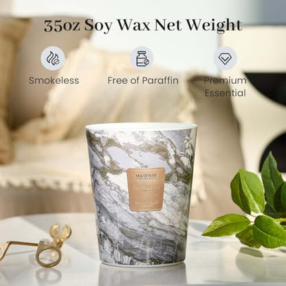 M&SENSE Extra Large Candle 35oz 150H EucalyptusMint Scented Candle, 3 Wick Highly Scented Jar Candle, XL Candles Gift for Stress Relief, Meditation, Yoga - color: EucalyptusMint, size: Large