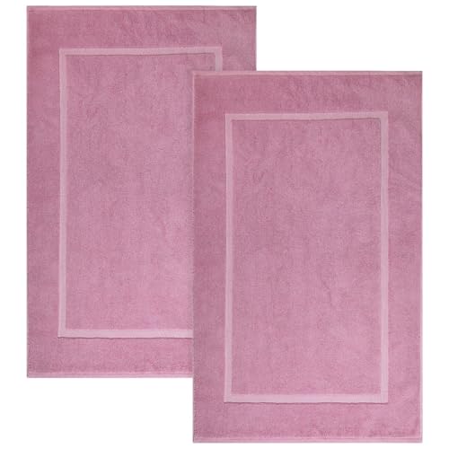 ELITE Emporium Home Collection 2-Piece Cotton Bathroom Mat Set, 21" x 34" - 100% Cotton, Absorbent, Quick-Dry, Bath Towel Mats for Floor, Wishful Mauve [Not a Bathroom Rug] - color: Wishful Mauve