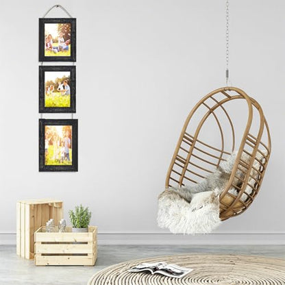 5x7 Wall Hanging Picture Frames Collage with 3 Opening Frames Black - color: Rustic Black, size: 5x7