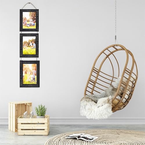 4x6 Wall Hanging Picture Frames Collage with 3 Opening Frames Black 2 Pack - color: Rustic Black, size: 4x6-2Pack