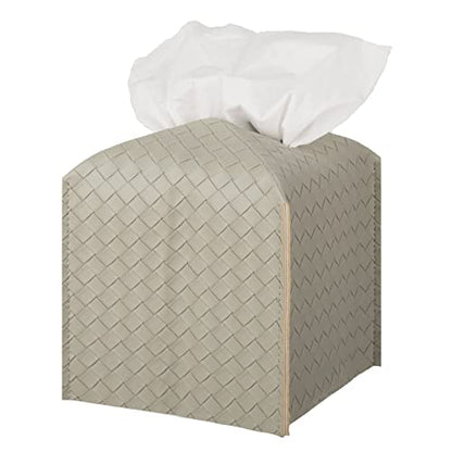 Tissue Box Cover PU Leather Tissue Holder Square Facial Tissue Case Facial Paper Organizer Dispenser for Bathroom, Vanity Countertop, Tabletop, Car, Evergreen | PU Leather，Easy to Fill, Easy Clean, Decorative Cube Tissue Box Holder for Office, Bathroom,Ki