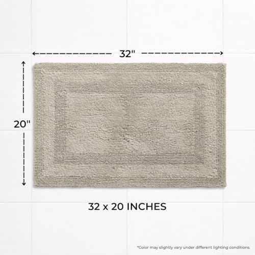 Akiko 100% Cotton Bath Mat, Soft Plush Reversible Bathroom Rug 20x32 Green | Bath Mats for Bathroom Absorbent Quick Dry Anti-Skid Machine Washable Bath Mats for Bathroom Shower Bathtub - color: Sage Green