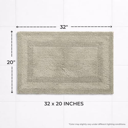 Akiko 100% Cotton Bath Mat, Soft Plush Reversible Bathroom Rug 20x32 Green | Bath Mats for Bathroom Absorbent Quick Dry Anti-Skid Machine Washable Bath Mats for Bathroom Shower Bathtub - color: Sage Green