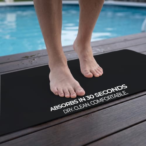Homergy Bath Mat for Bathroom Non Slip, Quick Dry, 24x48 in, Black | Ultra absorbent, machine washable, mildew resistant shower mat with rubber backing for tub, poolside and outdoor showers - color: Black, size: 24" x 48"