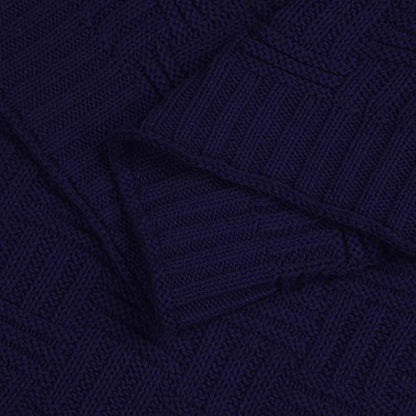 uxcell 100% Cotton Knit Throw Blanket, Cable Decors Navy Blue 47x70 - color: Navy Blue