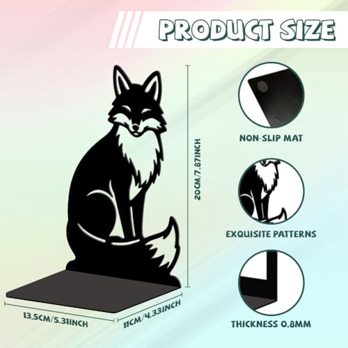 Metal Bookends for Shelves, Modern Decorative Heavy Duty Study Book Ends Stoppers for Office, Desk, Shelf, Room 5.3"x4.3"x7.9" Cast Iron Simple Tall Bookends 1 Pair (Fox) - style: Fox
