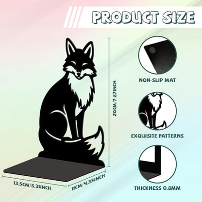Metal Bookends for Shelves, Modern Decorative Heavy Duty Study Book Ends Stoppers for Office, Desk, Shelf, Room 5.3"x4.3"x7.9" Cast Iron Simple Tall Bookends 1 Pair (Fox) - style: Fox