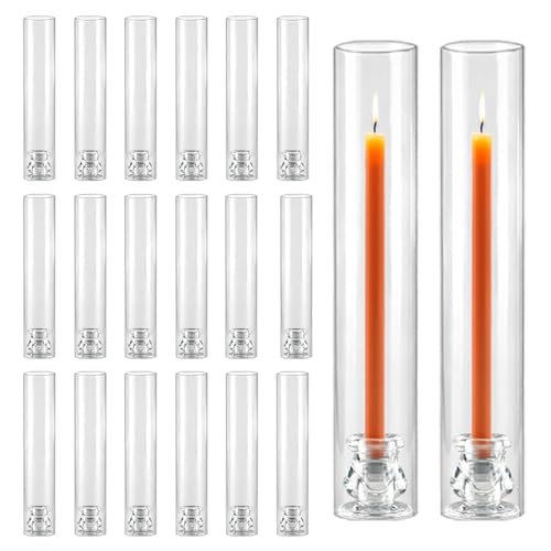 20 Pack Glass Hurricane Candle Holders 12.6" Open Ended Candlestick Tubes | Clear Bottomless Cylinders Holder Suitable Taper LED Candles for Wedding Party Christmas Table Centerpiece Decor