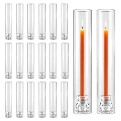 20 Pack Glass Hurricane Candle Holders 12.6" Open Ended Candlestick Tubes | Clear Bottomless Cylinders Holder Suitable Taper LED Candles for Wedding Party Christmas Table Centerpiece Decor