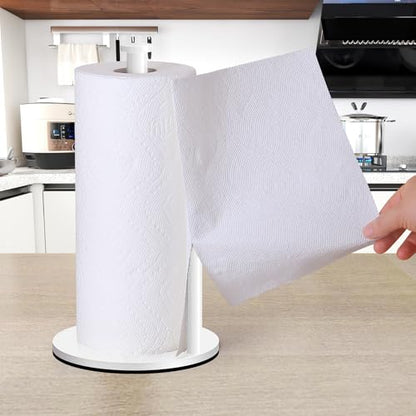 Paper Towel Holder Countertop, OBODING, White Kitchen Paper Towel Holder Stand for Kitchen and Bathroom Organization, Stainless Steel Paper Towel Holders for Standard and Large Rolls (White) - color: White
