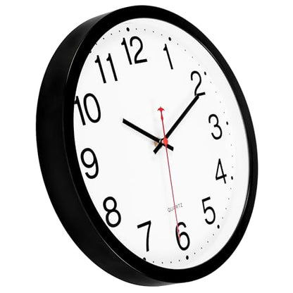Foxtop 12 Inch Wall Clock Silent Battery Operated Analog Clock, Black | Non Ticking, Modern, Round, Easy to Read, Classroom, School, Office, Living Room, Bedroom - color: Black, size: 12 Inch - 1 Clock