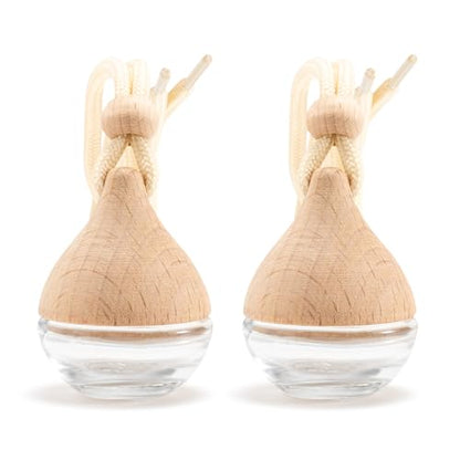Refillable Car Air Freshener Hanging Diffuser, Empty Glass Bottle with Reed Sticks for Essential Oils, Car Scent Diffuser and Aromatherapy Pendant Decor for Women and Men, 2 Pack - size: 2PCS