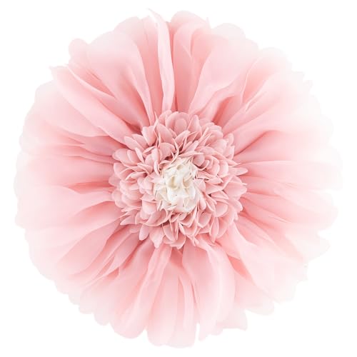 Pink Flower Pillow Cute Decorative Flower Round Shaped Throw Pillows Handmade 3D Daisy Floral Accent Pillow Soft Elegant Cushion for Bed Couch Sofa Chair Bedroom Living Room Home Decor 12Inch - color: Pink-b