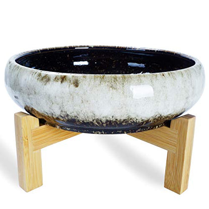 ARTKETTY Succulent Pots with Drainage - Large Succulent Planters with 2.2lb Mix Horticultural Lava Rock Pebbles, Planting Tools Set for Beginner- Shallow Bonsai Pot Ceramic Cactus Flower Plant Pot - color: White With Mix Lava Rock Pebbles