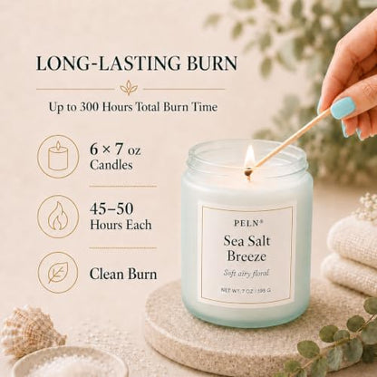 Scented Candles Gift Set, 6-Pack 7 oz Soy Candles, Fresh Botanical Scents | Eucalyptus, White Tea, Sea Salt & Peony. Up to 300 Hours for Home & Relaxation; Candle Gifts for Women, Moms & Housewarmings - color: Fresh Botanical Collection