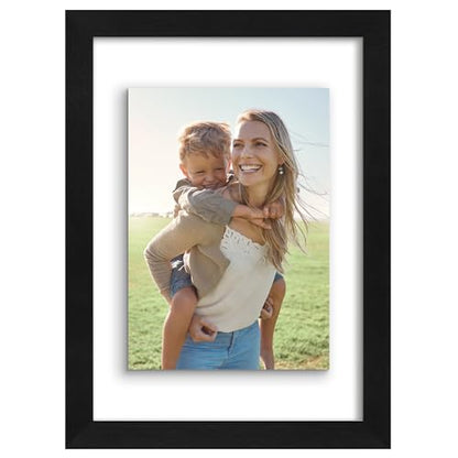 Americanflat 8.5x11 Floating Picture Frame with Polished Crystal-Clear Glass - Use as 5x7 Picture Frame or Display 4x6 Photo - Signature Float Collection - Photo Frames for Wall Display - Black