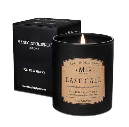 Manly Indulgence Last Call Scented Candles for Men, Premium Soy Blend Wax, 45H Burn, Candles for Home Scented, Gift-Ready Packaging - Made in The USA - size: 8 Oz - Premium Gift Box