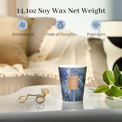 M&SENSE Ocean Breeze Scented Soy Candle, 3 Wick Highly Scented 14.1 Oz 75H, Aromatherapy Christmas Gift for Women and Men - color: Ocean Breeze, size: Medium