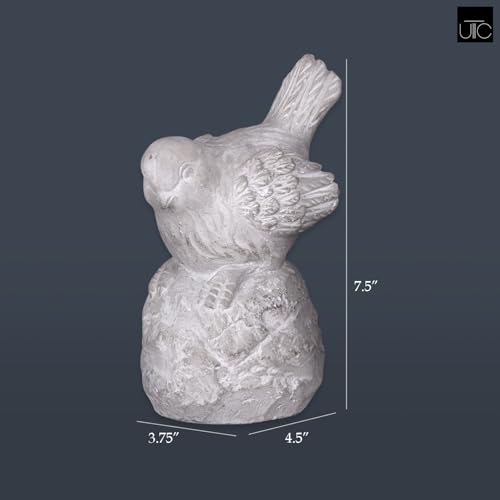 Small Cement Bird Statue, Gray Concrete Finish (4.5 X 3.75 X 7.5 Inches) | Decorative Bird Figurine With A Gray Concrete Finish, Ideal For Patios, Lawns, Yards, Tables, And Outdoor Spaces. - size: 4.50"x3.75"x7.50"H