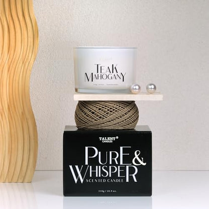 Scented Candle, Talent Candles for Home Scented, 3 Wicks Soy Candles, Candle Gifts for Women & Men, Contemporary Jar Candles, 25 hrs Burn, 10.9oz Teak Mahogany, TCGG8100A