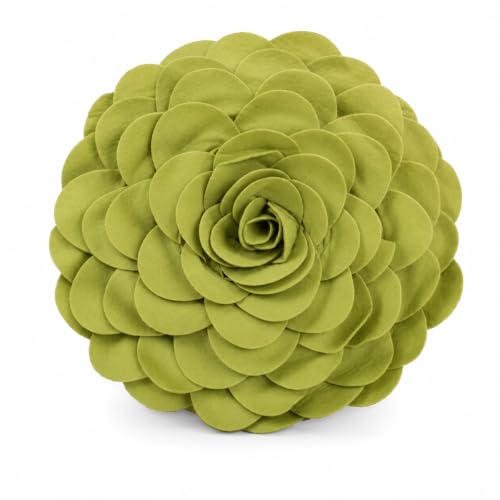 Fennco Styles Eva's Flower Garden Decorative Filled Throw Pillow 13" Round - Lime Floral Accent Pillow for Home, Couch, Bed, Living Room, Holiday and Office Décor - color: Lime