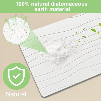 Stone Bath Mat for Bathroom – Diatomaceous Earth Quick Dry Bath Mat, Non Slip, Mold Resistant Stone Shower Mat (White) - color: White