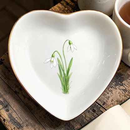 Birth Month Flower Ring Jewelry Dish Tray-Floral Ring Holder for Hippie,Nature,Pace-Birthday Gifts for Mom,Mother-in-law,Step Mom,Aunt,Grandma,Sister,Friends (1 - January (Snowdrop)) - style: 1 - January (Snowdrop)