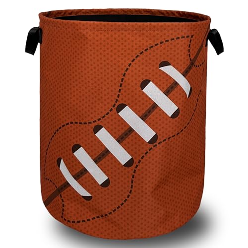 American Fotball Laundry Basket Oxford Cloth Foldable Hamper 18.9x16.5 Inch | Funny Balls Sports With Handle Tote Bag Laundry Hamper Clothes Storage Bucket Toy Organizer For Bathroom/Laundry/Bedroom - color: Football American Balls Printed