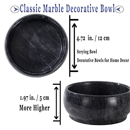 4.72 Inch Decorative Bowls - Natural Marble Key, Coffee Table Centerpiece, Soap Serving, Incense Burner, Smudge Bowl - color: Black Marble