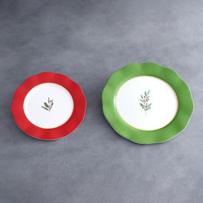 Beatriz Ball VIDA Holly 9" Salad Plate Set of 4 (Red and White) - style: VIDA Holly 9" Salad Plate Set of 4 (Red and White)