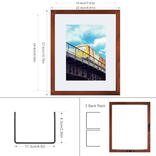 DLQuarts 8x10 Floating Photo Picture Frame, Floating Display 6x8, 5x7,or Full Display 8x10 Photos, Solid Wood, Double Glass, 2 Pack, Black Walnut - color: Black Walnut, size: 8x10