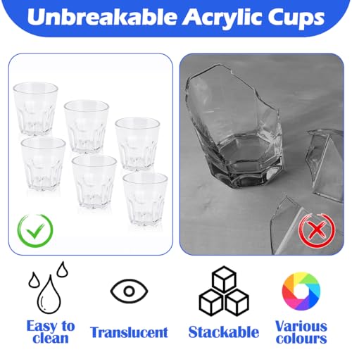 Plastic Drinking Glasses Set of 6, Unbreakable Water Tumbler, Acrylic Plastic Cups, Reusable Kids Drinking Cups for Children Kitchen Cocktail Picnic Party Juice Whiskey Wine (6pc-clear-160ml/5.4oz) - color: 6pc-clear-160ml/5.4oz