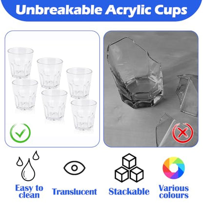 Plastic Drinking Glasses Set of 6, Unbreakable Water Tumbler, Acrylic Plastic Cups, Reusable Kids Drinking Cups for Children Kitchen Cocktail Picnic Party Juice Whiskey Wine (6pc-clear-160ml/5.4oz) - color: 6pc-clear-160ml/5.4oz