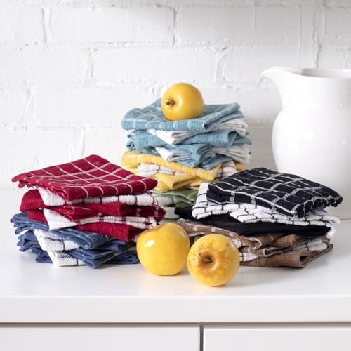 Ritz Premium 100% Cotton Terry Check Kitchen Dish Cloths - Highly Absorbent, Super Soft, Long-Lasting, 12"x12", 6-Pack, Federal Blue - color: Federal Blue, size: 6-Pack - Dish Cloths
