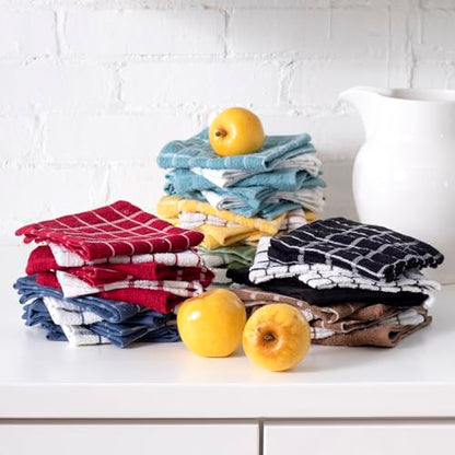 Ritz Premium 100% Cotton Terry Check Kitchen Dish Cloths - Highly Absorbent, Super Soft, Long-Lasting, 12"x12", 6-Pack, Federal Blue - color: Federal Blue, size: 6-Pack - Dish Cloths