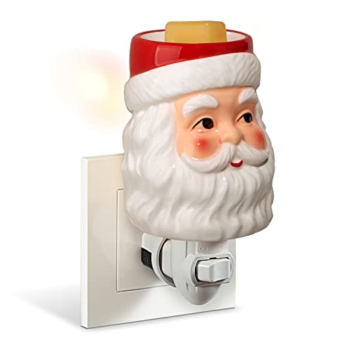 Pluggable Fragrance Warmer Wax Melter for Christmas Decoration Home/Dorm/Office No Flame No Smoke No Soot Packaged Together with Two Bulbs - Santa Claus - color: Santa Claus