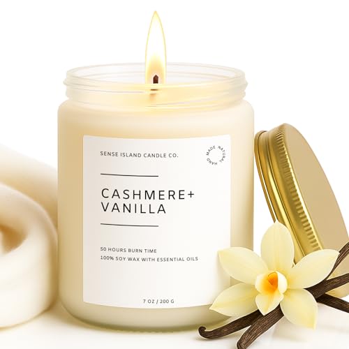 Cashmere Vanilla Scented Candle for Home Scented 50+ Hrs Highly Scented Creamy Vanilla Velvet Cashmere | 100% Natural Soy Candle Gifts for Women Vanilla Candles for Cozy Home - color: Cashmere Vanilla