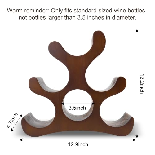 Countertop Wine Rack - 6 Bottle Wooden Wine Rack - Freestanding Wine Bottle Holder Stand - Wine Storage Rack for Cabinet Pantry Bar Kitchen - color: Walnut Brown