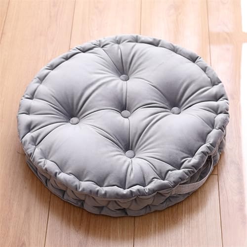 Lifup Large Round Floor Pillow, Meditation Cushions with Handle Grey 20" | Tufted Plush Cushions, Classroom, Balcony, Tatami Living Room, Office & Tatami, Yoga Seating - color: Grey