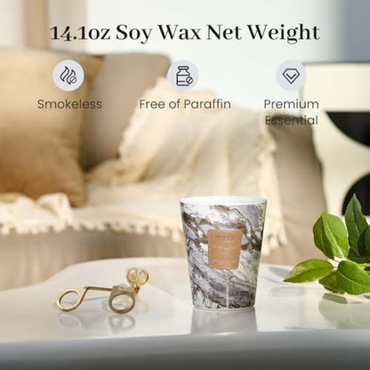 M&SENSE Eucalyptus Mint Scented Soy Candle, 3 Wick Highly Scented 14.1 Oz 75H, Aromatherapy Christmas Gift for Women and Men - color: EucalyptusMint, size: Medium