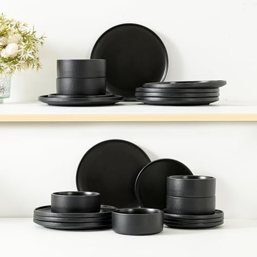 Stoneware Cereal & Soup Bowls Set of 4, 6 Inch, Matte Black | Matte Glaze Ceramic, For Breakfast & Oatmeal, Microwave Safe, Dishwasher Safe - color: Black, size: Cereal Bowls Set (4PCS)
