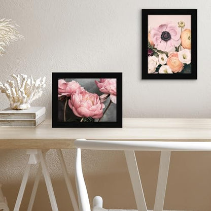 Americanflat 6x8 Picture Frame - Engineered Wood - Black | Shatter-resistant glass, wall or tabletop display with included easel, sawtooth hangers included - color: Black, size: 6x8