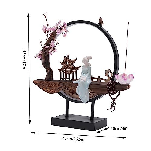 Backflow Incense Holder with LED Light, Countertop Incense Burner Holder Chinese Retro Ceramic Backflow Incense Burner for Relaxing or Home Decor (Style 1) - size: Style 1