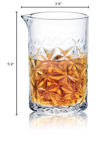 KITESSENSU Cocktail Mmixing Glass 24oz 710ml, Crystal Bartender Accessories | Glass Beaker to Mix & Stir Cocktails, Thick and Sturdy Bottom, Premium Seamless Design, Lead-Free Crystal, Diamond-Cut design - size: 24 Ounces