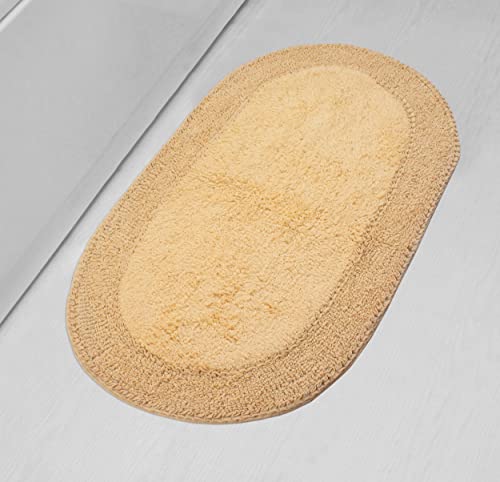 Home Weavers Double Ruffle Collection 100% Cotton Bathroom Rugs Set, Washable Rug, Extra Soft and Absorbent Bath Rug, Kitchen Mat, Bath Mat Set, Bath Floor Mat Non Slip, 24"x40" Rectangle, Yellow - color: Yellow, size: 2' x 3'4" (Oval)